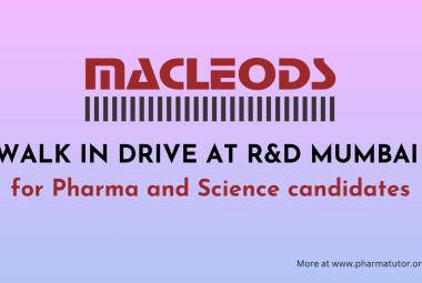 Multiple Openings for Pharma and Science candidates at Macleods