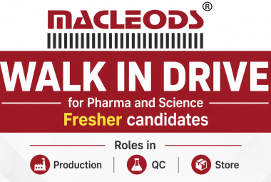  Walk In Drive for Pharma and Science Fresher candidates in Macleods - Roles in Production, QC, Store