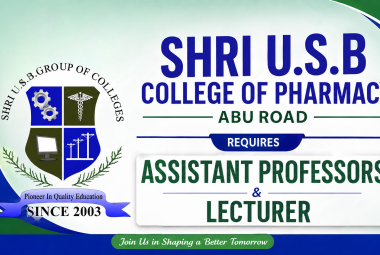 Advertisement for Assistant Professors and Lecturer at Shri USB College of Pharmacy, Abu Road