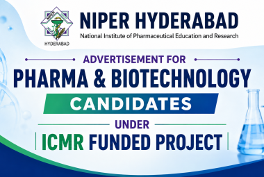 Advertisement for Pharma, Biotechnology candidates under ICMR funded project at NIPER