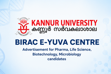 Advertisement for Pharma, Life Science, Biotechnology, Microbiology candidates at BIRAC E-YUVA Centre, Kannur University