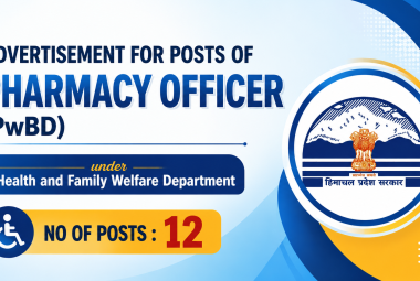 Advertisement for posts of Pharmacy Officer (PwBD) under Health and Family Welfare Department