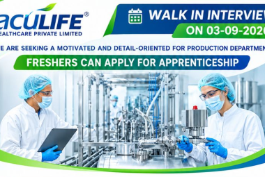Hiring Freshers for Production Department at Aculife Healthcare