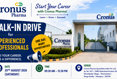Walk In Drive for Experienced Professionals in Production, QA, QC at Cronus Pharma