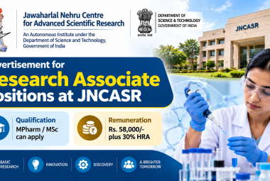 Advertisement for Research Associate positions at JNCASR under the Department of Science and Technology - MPharm / MSc can apply