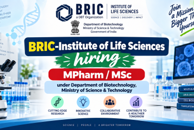 BRIC-Institute of Life Sciences hiring MPharm / MSc under Department of Biotechnology, Ministry of Science & Technology