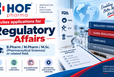 HOF Pharmaceuticals invites applications for Regulatory Affairs - Senior Executive