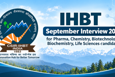 IHBT September Interview 2026 for Pharma, Chemistry, Biotechnology, Biochemistry, Life Sciences candidates