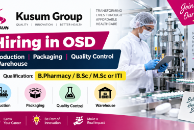 Kusum Groups hiring in OSD - Production, Packaging, Quality Control, Warehouse
