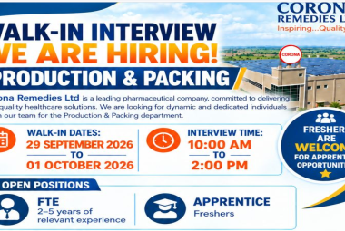 Production and Packing Jobs at CORONA Remedies