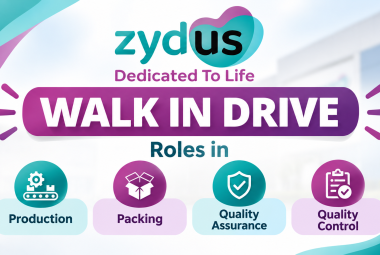 Zydus Life Sciences Walk in Drive : Roles in Production, Packing, Quality Assurance and Control