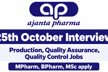 Ajanta Pharma Interview : Production, Quality Assurance, Quality Control Jobs