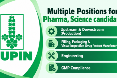 Multiple Positions for Pharma, Science candidates at LUPIN LIMITED