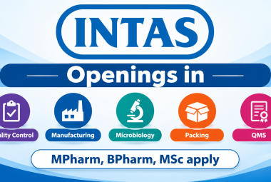 Openings in Quality Control, Manufacturing, Microbiology, Packing and QMS at Intas Pharma