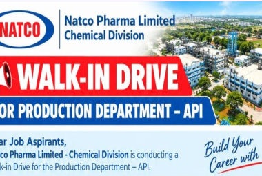 Recruitment Drive for Production Department – API at Natco Pharma
