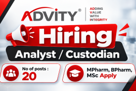 ADVITY Hiring Analyst / Custodian - MPharm, BPharm, MSc Apply