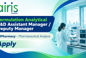 Formulation Analytical R&D Assistant Manager / Deputy Manager Require at airis PHARMA