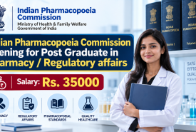 Indian Pharmacopoeia Commission opening for Post Graduate in Pharmacy / Regulatory affairs