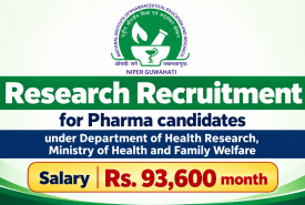 NIPER, Department of Health Research inviting applications from Pharmacy candidates - Require Scientists for Fellowship of Rs. 93,600 month