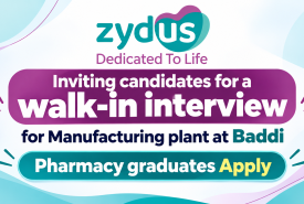 Zydus Life sciences Inviting candidates for a walk-in interview for Manufacturing plant at Baddi