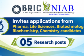 BRIC-NIAB invites applications from Pharma, Life Sciences, Biotechnology, Biochemistry, Chemistry candidates