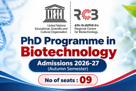 PhD Programme in Biotechnology Admissions 2026-27 (Autumn Semester) at RCB