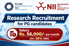 Research Recruitment for PG candidates at National Institute of Immunology