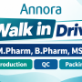 Annora Pharma Walk in Drive for M.Pharm, B.Pharm, MSc in Production, QC, Packing