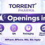 Openings in QC, QA, Packaging & Warehouse Department at Torrent Pharma
