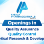 Openings in Quality Assurance, Quality Control, Analytical Research & Development at Avenza Pharma