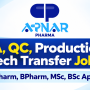 QA, QC, Production, Tech Transfer Jobs at Apnar Pharma