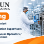 Sun Pharma Hiring QC Analyst, Production Supervisors, Warehouse Operators / Technicians