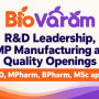 BioVaram Openings : R&D Leadership, GMP Manufacturing and Quality Roles