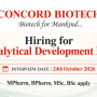 Concord Biotech Hiring for Analytical Development Lab