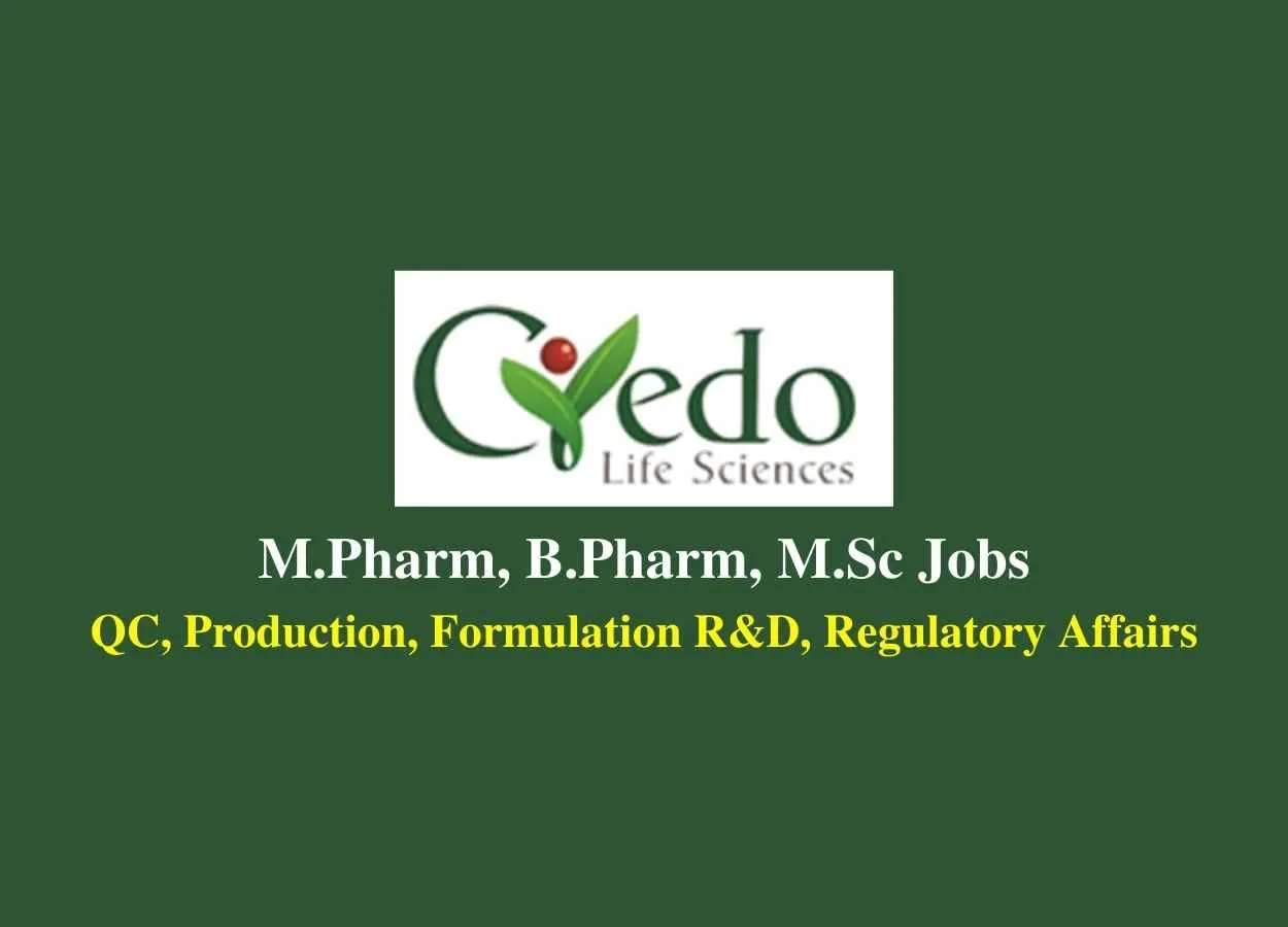 Vacancy for M.Pharm, B.Pharm, M.Sc in QC, Production, Formulation R&D, Regulatory Affairs at Credo Life Sciences