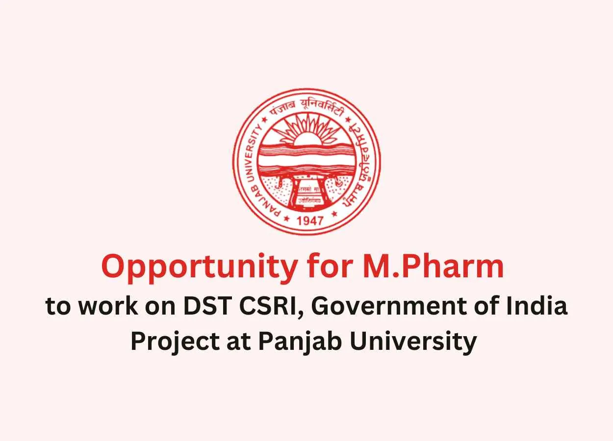Opportunity for M.Pharm to work on DST CSRI
