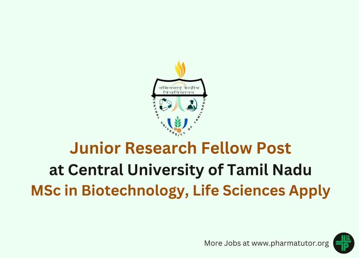 Applications invited for JRF at Central University of Tamil Nadu