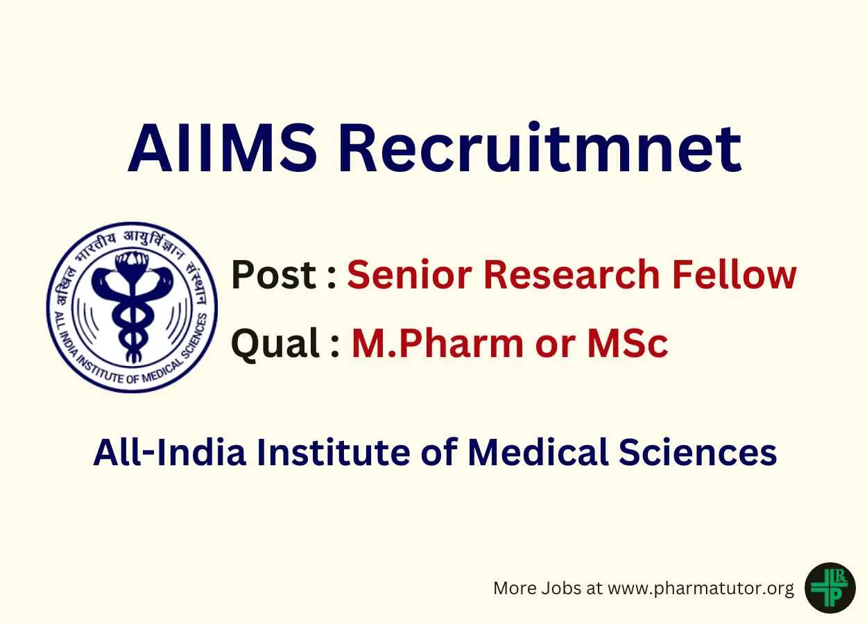 Career for M.Pharm or MSc in a CCRH funded project at AIIMS