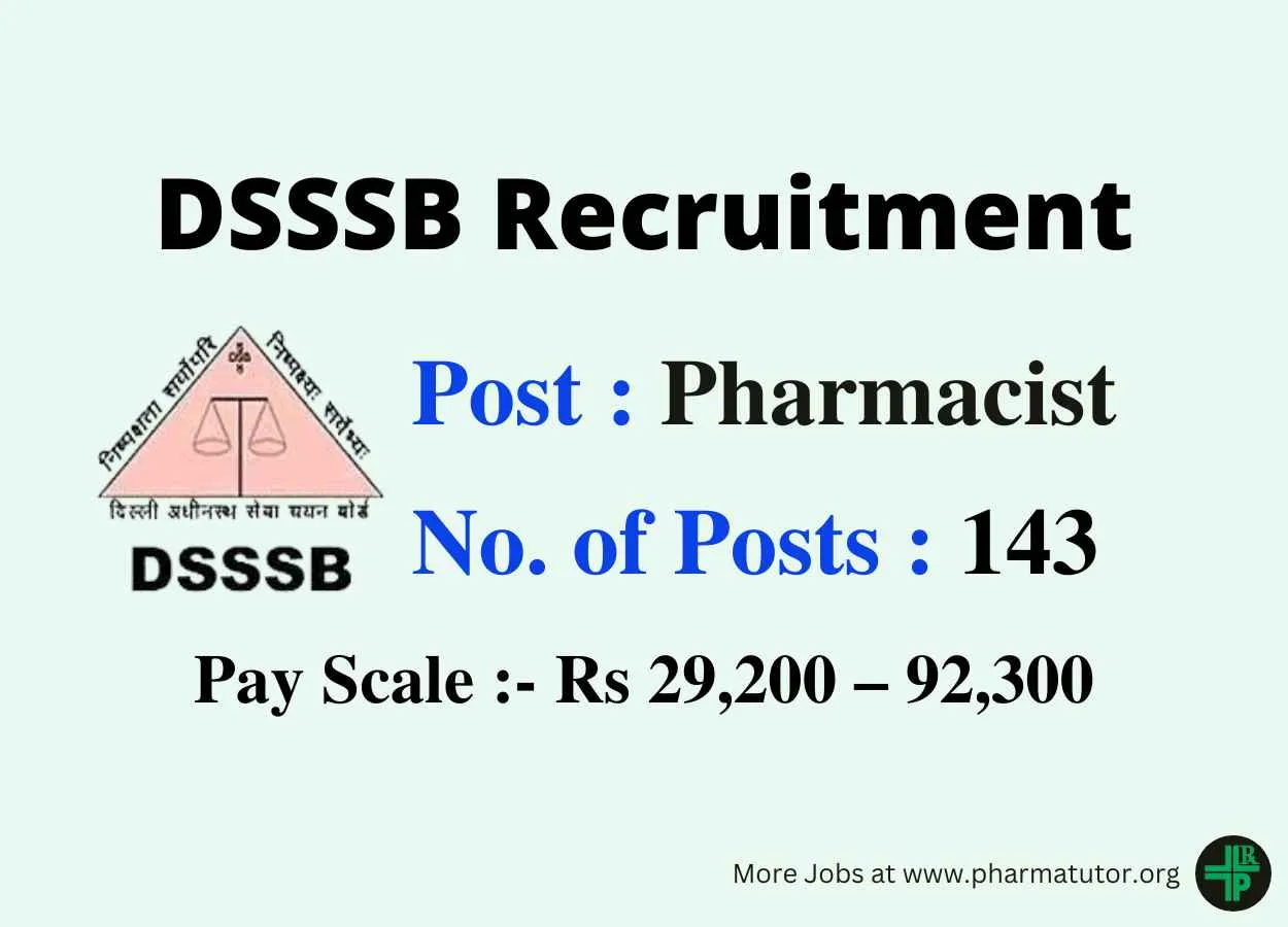 Job Openings for Pharmacists under Subordinate Services Selection Board