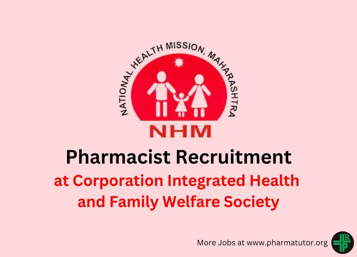 Job for Pharmacists at Corporation Integrated Health and Family Welfare Society