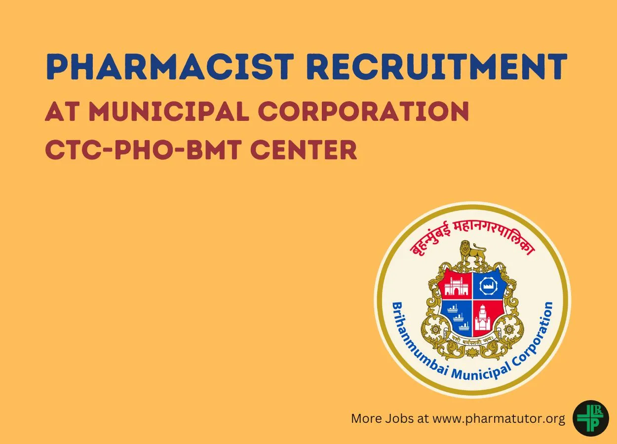 Job for Pharmacist at Municipal Corporation