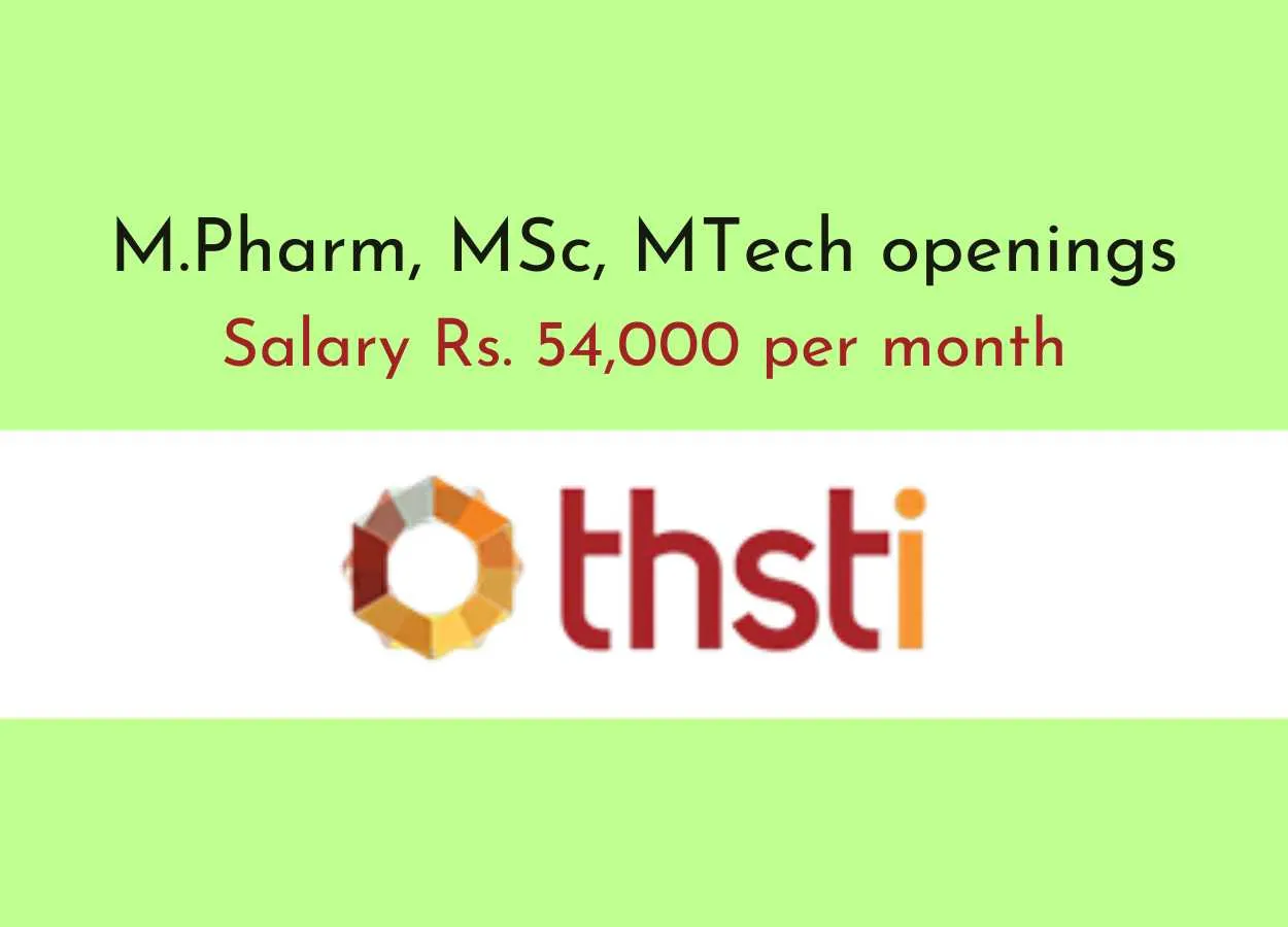 THSTI openings M.Pharm, MSc, MTech as Research Associate