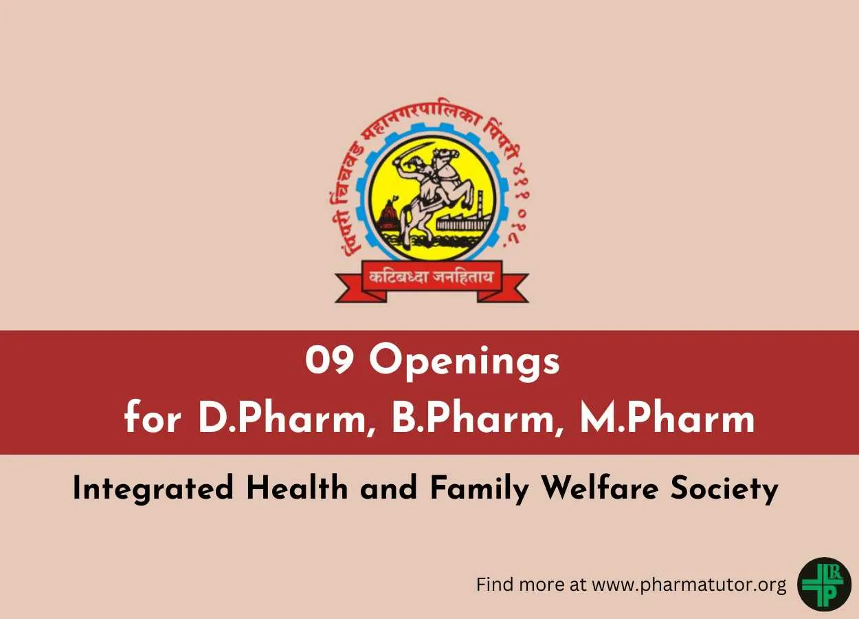 Openings for D.Pharm, B.Pharm, M.Pharm at Municipal Corporation