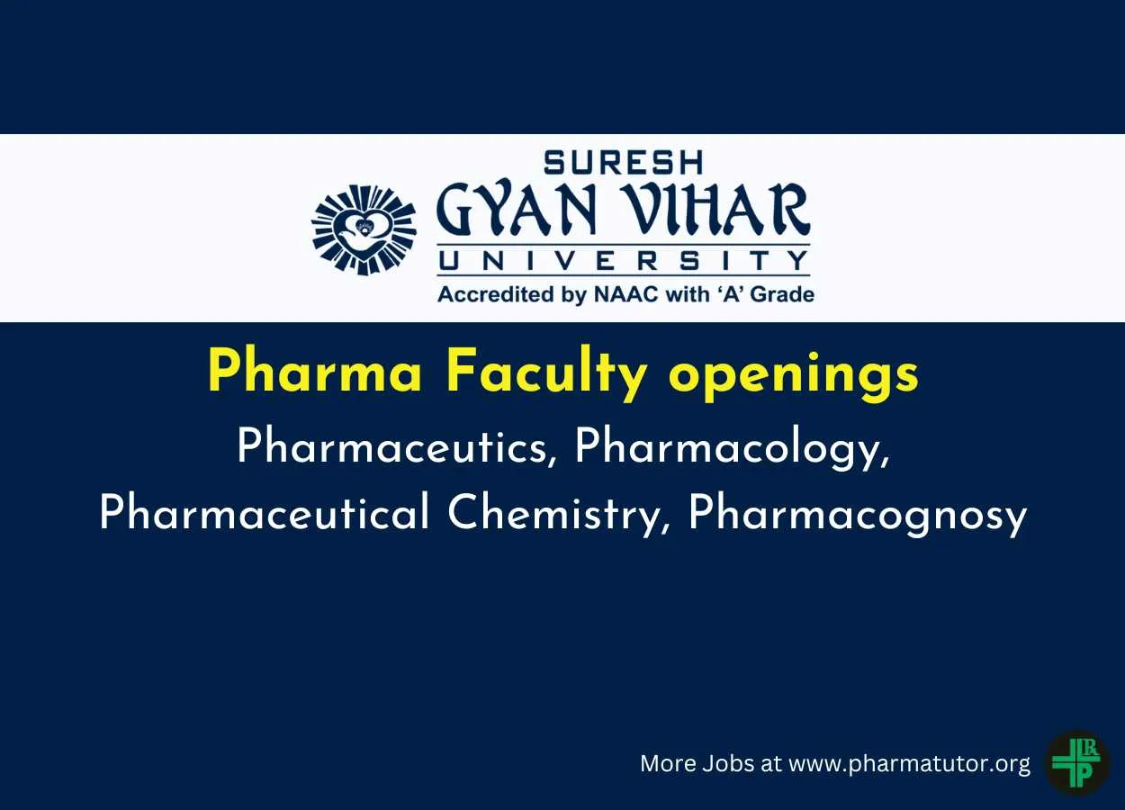 Faculty openings at Gyan Vihar School pharmacy