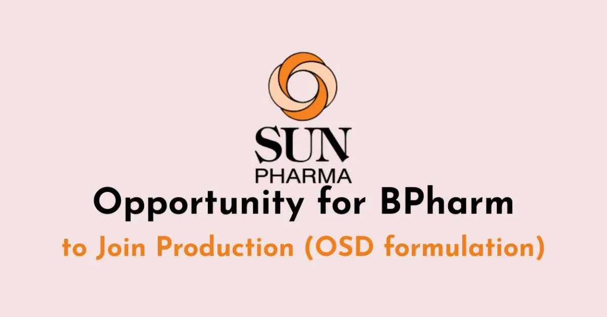 Opportunity for BPharm to Join Sun Pharma