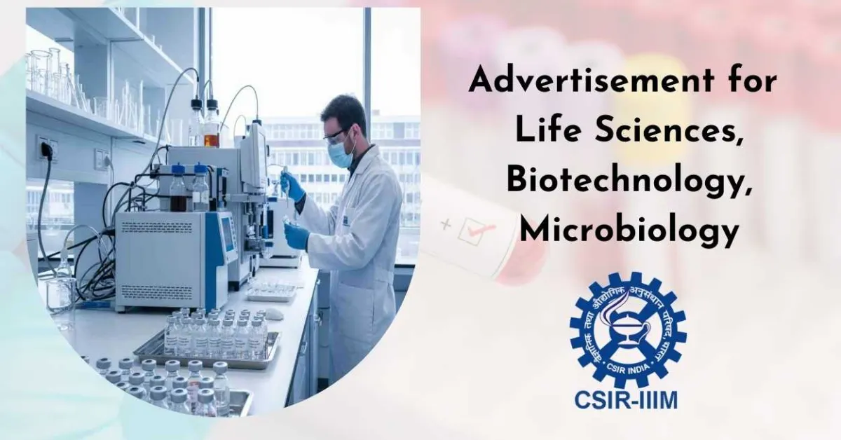 IIIM Jammu Hiring Life Sciences & Biotechnology Candidates