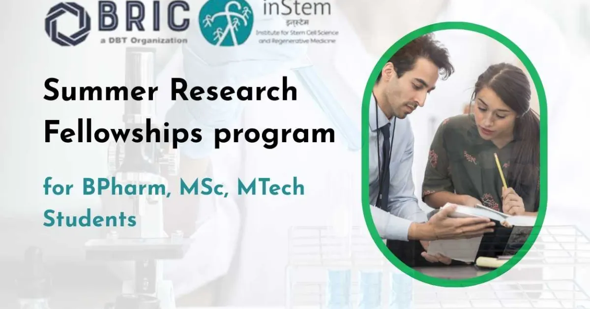 inStem Announces Summer Research Fellowship Programme for Pharmacy and Science Students