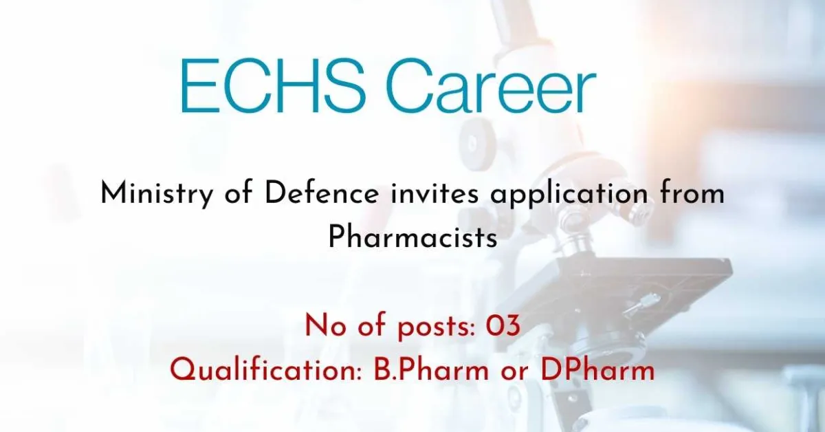 Ministry of Defence invites application from Pharmacists