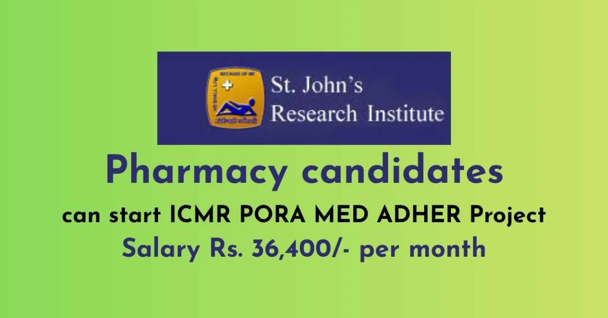 Pharmacy candidates can start ICMR PORA MED ADHER Project at SJRI