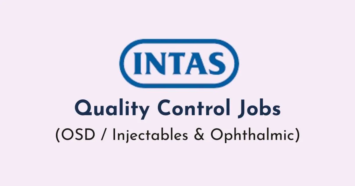 Quality Control Jobs at Intas Pharma